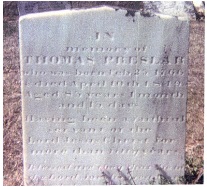 Tombstone of Thomas Preslar